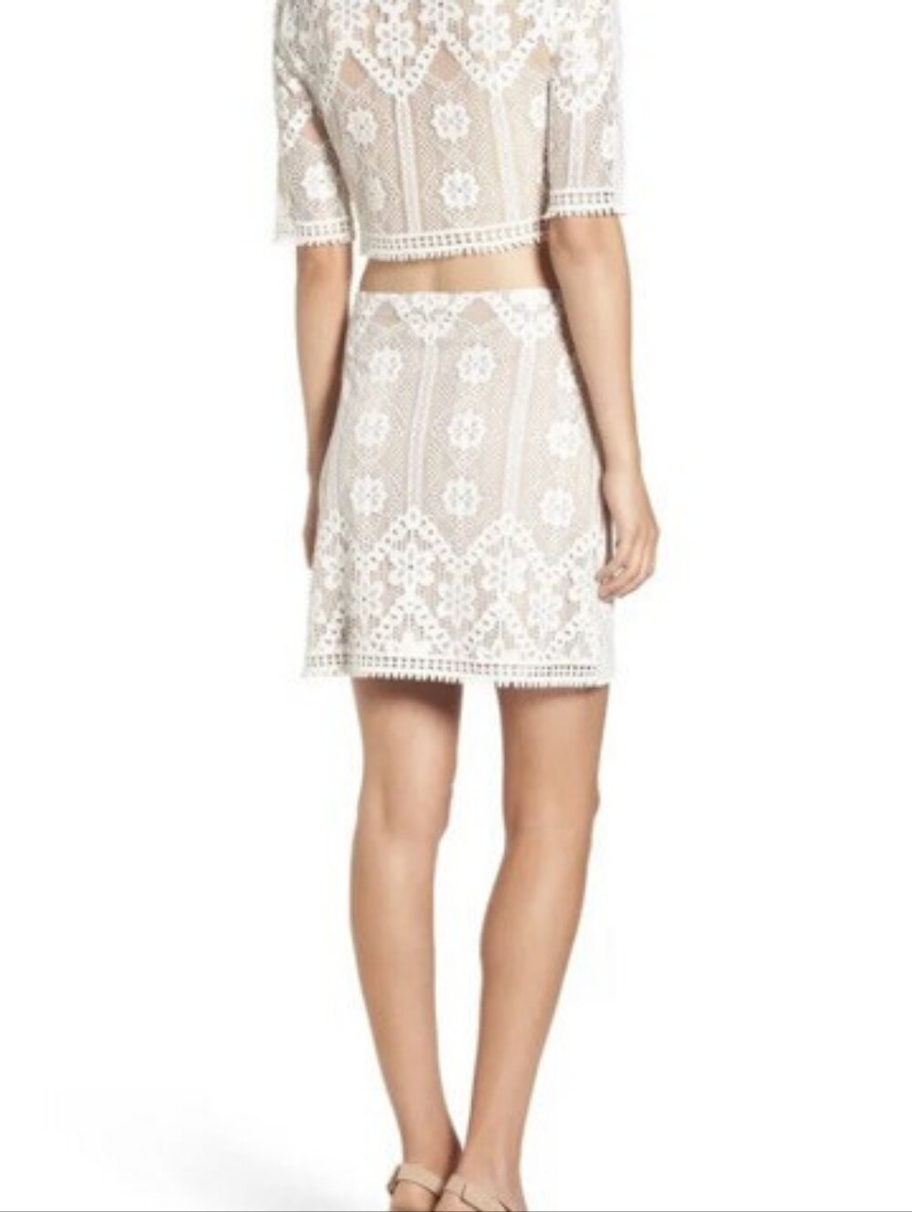 FOR LOVE AND LEMONS White Nude Lace Skirt